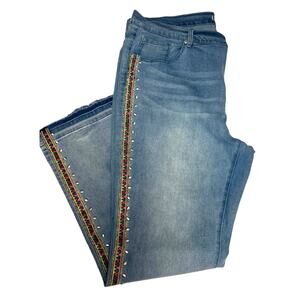 Diane Gilman DG2 Stretch Embroidered Raw Edge Jeans Plus Size 20W Boho Cowgirl